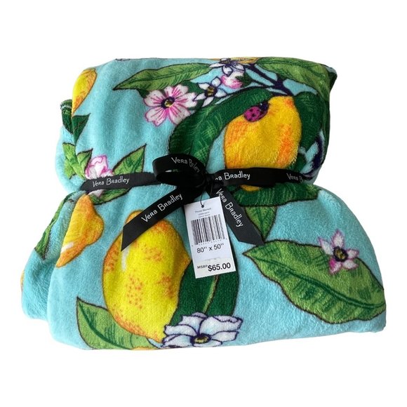 Vera Bradley Lemon Grove Plush Throw Blanket - Picture 4 of 8